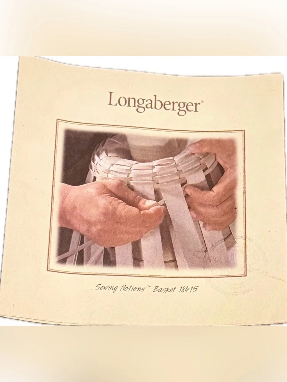 Longaberger 2001 Sewing Notions Basket, Liner, 2 Piece Protector, Brochure & Lid
